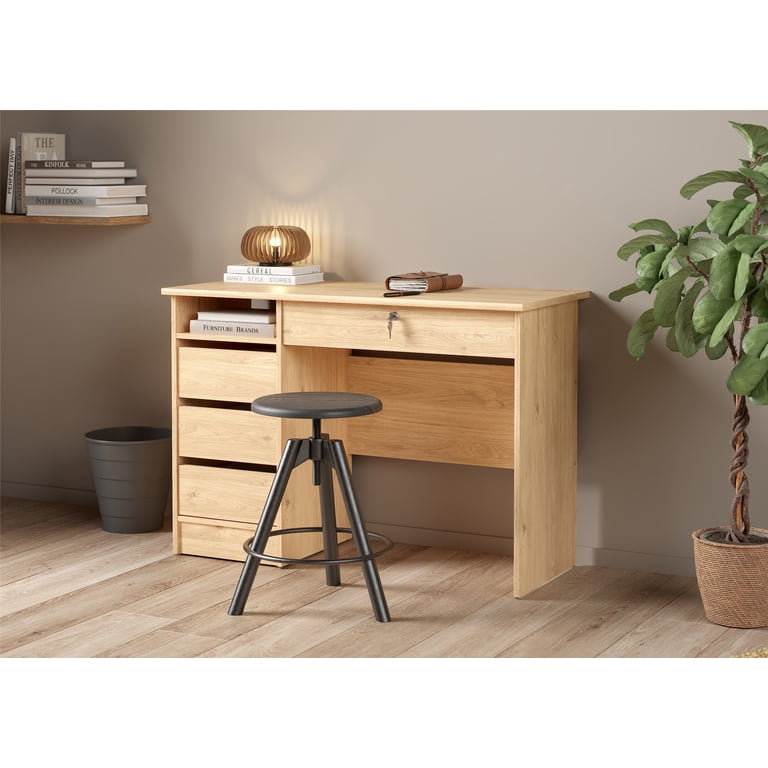 Tvilum, Home Office Writing Desk, Jackson Hickory, with 4 drawers
