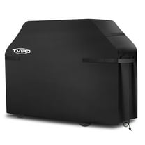 Tvird Heavy Duty BBQ Grill Cover, 420D Waterproof Oxford Fabric, 58" Gas Grill Cover with Drawstring & Windproof Buckle Clips, Fits Grills of Weber Char-Broil, Black