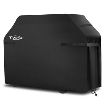 Tvird Heavy Duty BBQ Grill Cover, 420D Waterproof Oxford Fabric, 58" Gas Grill Cover with Drawstring & Windproof Buckle Clips, Fits Grills of Weber Char-Broil, Black