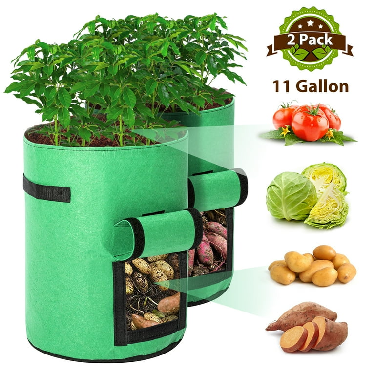 10 Gallon Potato Bag-6 Packs, Breathable Plant Bag with Windows