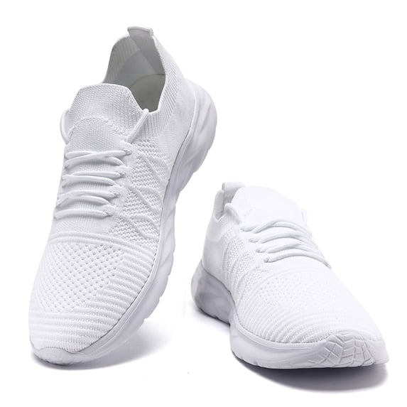 Tvtaop Knit Lace-Up Sneakers, Lightweight Breathable Mesh Walking Shoes, Non-Slip Comfort Casual Athletic Shoes for Daily Wear