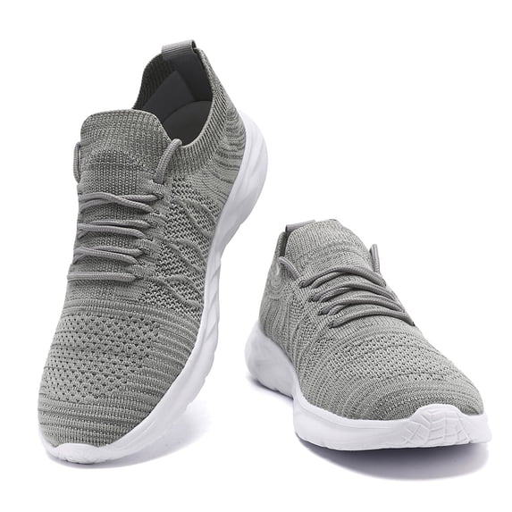 Tvtaop Knit Lace-Up Sneakers, Lightweight Breathable Mesh Walking Shoes, Non-Slip Comfort Casual Athletic Shoes for Daily Wear