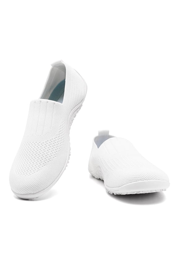 Knit Sock Slip-On Shoes, Lightweight Breathable Mesh Walking Sneakers, Non-Slip Comfort Work Shoes for Nurses & Casual Wear