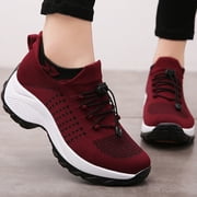 Tvtaop Womens Slip On Sneakers Breathable Walking Shoes Knitted Comfort Wedge Platform Loafers Fashion Sock Shoes