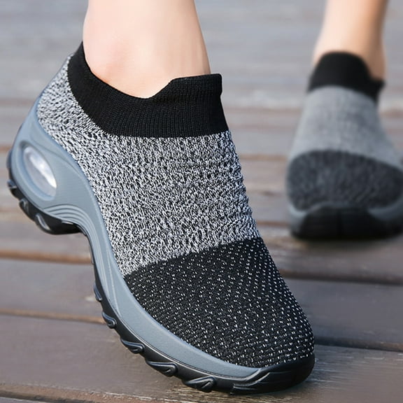 Tvtaop Womens Wedge Platform Shoes Comfortable Walking Shoes Breathable Knit Ladies Workout Sneakers Casual Sock Shoes