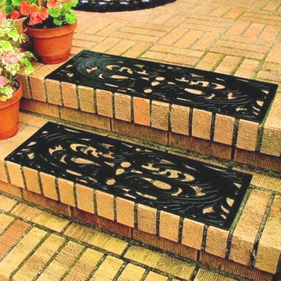 Tvtimedirect Rubber Step Guards/Stair Mats Front Door,Porch Set of 2 Black