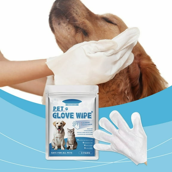 Tvtnvo 3 Pack Pet Bathing Wipes for Dogs and Pets Grooming Glove Unscented Deep Cleaning Deodorizing Thick Pearl Non Woven Soft Spa Massage Nourishing Daily Travel White 7.9in