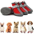 thumbnail image 1 of Tvtnvo 4 pack Dog Boots Non Slip Breathable Soft Sole Protective Pet Shoes with Adjustable Closure for Outdoor Walks Home and Car Lightweight Flexible Easy to Wear Red 1.1in, 1 of 6