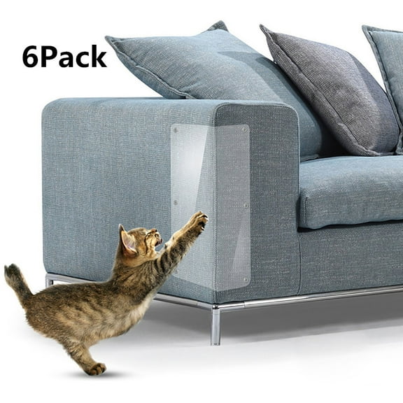 Tvtnvo 6 pack Pet Furniture Scratch Protector Pet Scratcher Self Adhesive Transparent PVC Guard Protects Sofa Upholstery from Claws for Indoor Furniture Arms Seats Mattress Chair Clear 18.5x5.9in