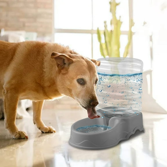Tvtnvo Automatic Dog Water Dispenser Gravity Pet Waterer No Leak Design Transparent Bottle Non Slip Base Easy Refill and Clean Travel Friendly Hydration for Dogs and Pets Gray 1gal