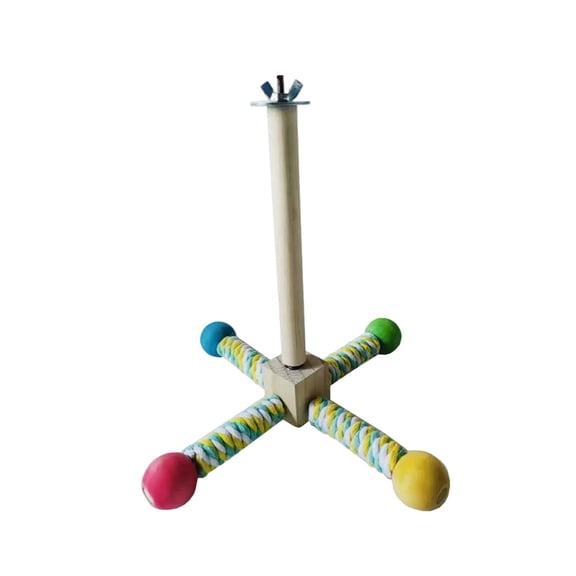 Tvtnvo Bird Toys Interactive Rotating Wheel with Natural Wood Rope Parakeets Lovebirds Cage Exercise Beak Health Easy Hanging Installation Indoor Bird Entertainment Multicolor 7.8x8.3in