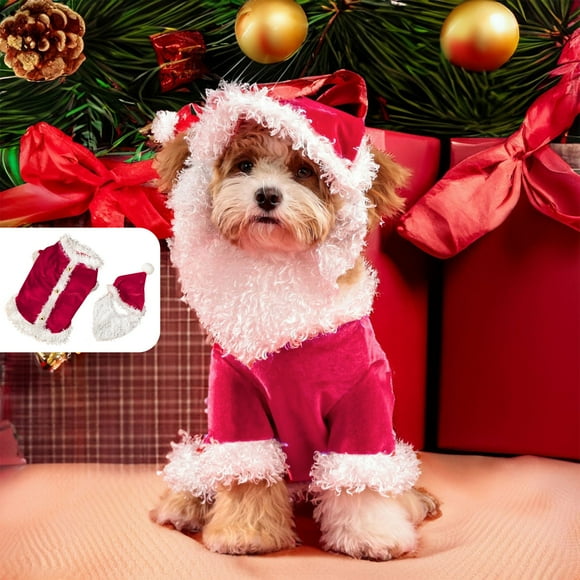 Tvtnvo Christmas Day Dog Costumes Pet Clothes Father Christmas Dress Up Funny Puppy Party Outfit Pet Shirt Small Breed Soft Breathable Festive Fashion Design Relaxedable Red