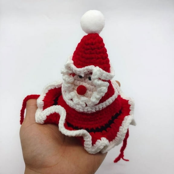 Tvtnvo Dog and Cat Christmas Hat Pet Clothes Hand Knitted Wool Santa Claus and Christmas Tree Designs Holiday Party Photo Prop Festive Pet Accessories for Family Gatherings Red