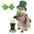 thumbnail image 1 of Tvtnvo Dog Clothes Pet Clothes Clovers Bow Tie St Patrick's Day Embossed Shamrock Pet Party Accessory Easy Wear Polyester Comfortable Gift Idea Green 3.5x2.3in, 1 of 5