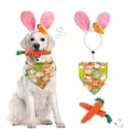 thumbnail image 1 of Tvtnvo Dog Clothes for Small Dogs Easter Dog Costume with Bunny Ears Headband and Chew Toys Soft Polyester Relaxedable Adjustable Suit Interactive Playtime Festive Party and Photo Props Multicolor, 1 of 5