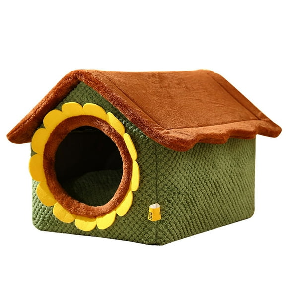 Tvtnvo Dog House Washable Dog Bed Warm Winter Enclosed Pet Shelter Cozy Hideaway for Small and Medium Dogs and Pets Indoor Foldable Plush Insulated Sleeping Cave Multicolor 17x14x13.3in