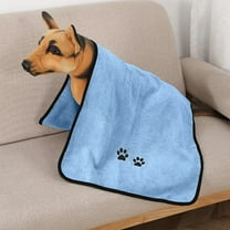 Tvtnvo Dog Towel for Dogs and Pets Microfiber Pet Bath Towel Quick Dry Fleece Soft Low Shedding Surpass Absorbent Dog Blanket Alternative for Bath Grooming Elegant Trim 10.6x7.5in Blue