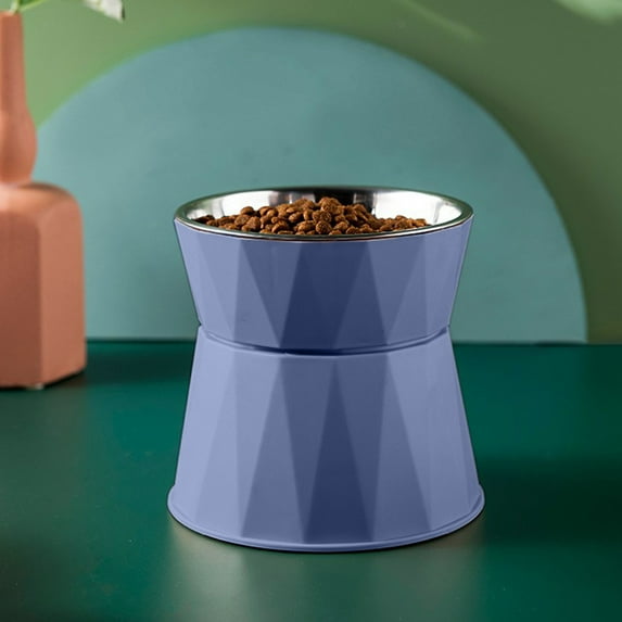 Tvtnvo Elevated Pet Bowl Pet Food Bowl for Whisker Relief Raised Kitty Bowl with Non Slip Base Clear Plastic Dishwasher Safe Indoor Pets Multi Pet Home Eases Regurgitation Blue 5.9x5.5in