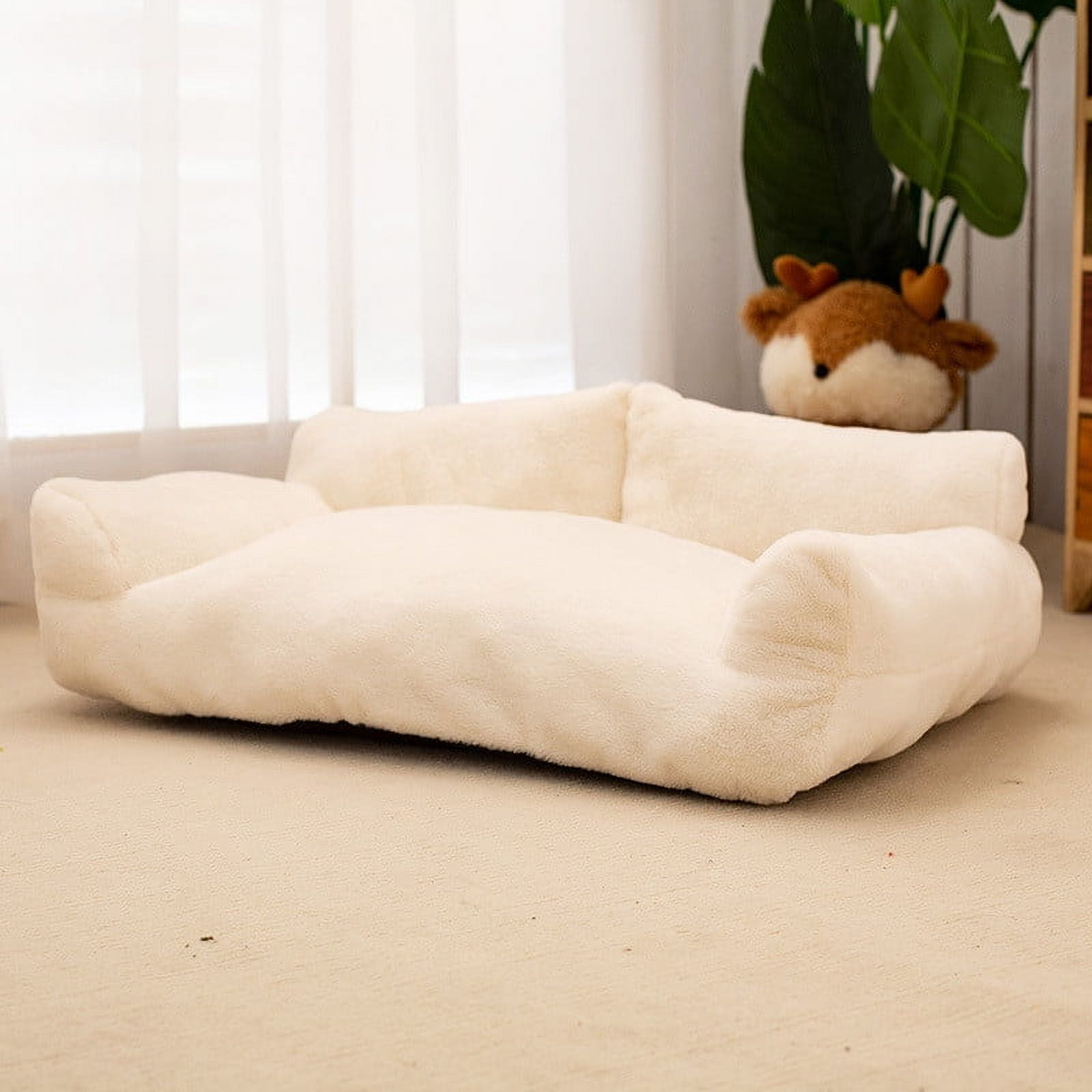 Tvtnvo Indoor Dog House Pet House Pet Cushion Winter Warm Sofa Kennel Mat Bed with Double Plush Filling Soft Secure Nest for Small Dogs and Pets Cozy Indoor Sleeping and Lounging Medium White