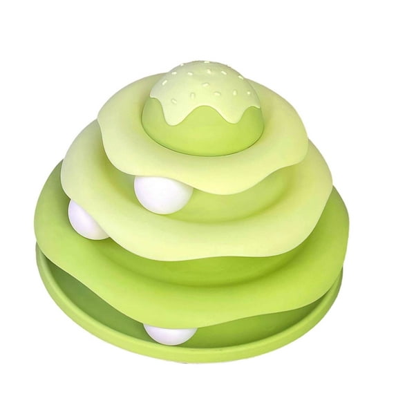 Tvtnvo Interactive Pet Track Toy Multi Layer Spinning Ball Tower Detachable Ice Cream Top for Indoor Rounded Edges Protects Easy to Clean Long Lasting Construction Green 9.4x6.3in
