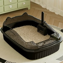 Tvtnvo Litter Box for Pets Open Top Leak Proof High Side Walls Anti Tracking Pedal Easy Clean Plastic Non Stick Washable Pet Toilet for Indoor Pets Black 14.3x 11.6x5.9in