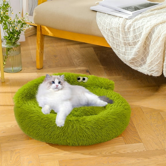 Tvtnvo Pet Bed Plush Cozy Nest for Indoor Pets Portable Semi Enclosed Burrowing Hideaway Warm Soft Sleeping Den Machine Washable Removable Cushion Lightweight Travel Green 15.7x15.7x7.1in