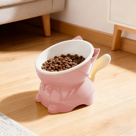 Tvtnvo Pet Bowls Elevated Wide Shallow Feeding Bowl Anti Whisker Design with Non Slip Base and Stable Raised Rim to Reduce Neck Strain for Relaxedable Home Dining Pink 4.7x4.1x3.1in