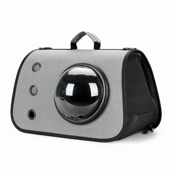 Tvtnvo Pet Carrier Dog Carrier Space Capsule Shoulder Bag Portable Breathable Transparent Window Slanted Design Foldable Pet Travel Bag for Vet Visits and Everyday Outings Gray 15.7in