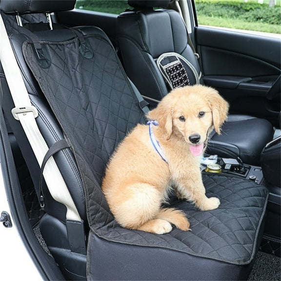 Tvtnvo Pet Dog Front Seat Cover Dog Mat Car Seat Protector Waterproof Scratch Resistant Non Slip Backrest Straps Rubberized Backing Easy to Clean Machine Washable for Travel Black 17.7in