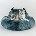 thumbnail image 1 of Tvtnvo Pet Donut Bed Indoor Dog House Pet Tent Self Warming Plush Round Nest with Raised Bolster Neck Support Washable Nonslip Bottom for Small Dogs and Pets Indoor Use Blue 19.7 in, 1 of 4