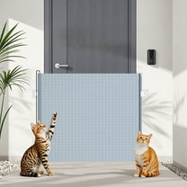 Tvtnvo Pet Gate Retractable No Drill Pvc Pet Fence with Transparent Lockable Door Jump Proof Expandable Barrier for Indoor Doorways Stairs and Rooms Easy Install White 15.7x49.2in