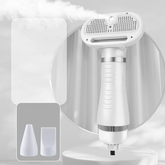 Tvtnvo Pet Hair Dryer Grooming Brush Mist Spray Deshedding 600W High Power Fast Drying Usb Rechargeable Overheat Protection Soft Rubber Tips Gentle Massage for Dogs and Pets White 9.7x4.7in