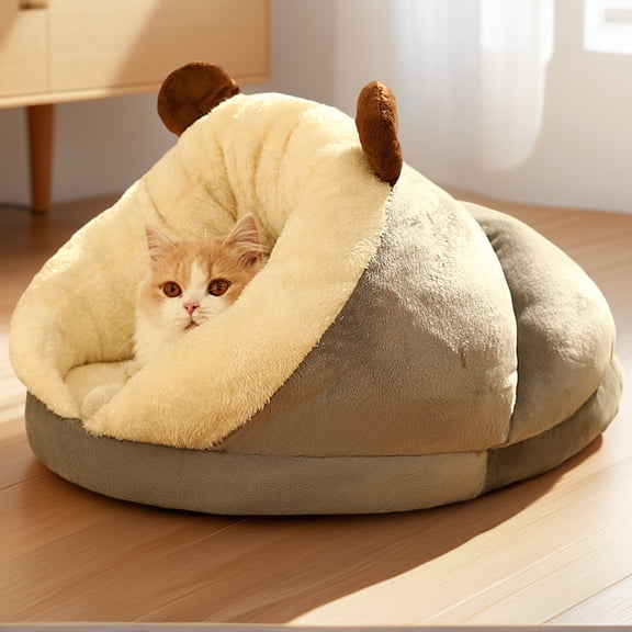 Tvtnvo Pet House Self Warming Plush Slipper Cave Bed for Pets and Small Dogs No Slip Soft High Resilience Cotton Breathable Indoor Pet Bed for Anxiety Relief and Burrowing 19.7x13.8x11.8in Gray