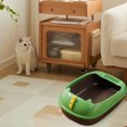 thumbnail image 1 of Tvtnvo Pet Litter Box Extra Large Semi Enclosed Splash Proof Easy Clean Design with Privacy High Sides Non Slip Base Relaxedable Turn and Digging Space for Indoor Home Brown 16.5x11.x6.3in, 1 of 5
