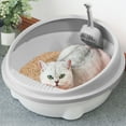 thumbnail image 1 of Tvtnvo Pet Litter Box Open Top Litter Pan with Scoop Included Removable Semi Enclosed Design High Rear Sides Low Front Entry Leakproof Non Slip Base Easy Clean for Indoor Pets Gray 13.8x13x6.3in, 1 of 5