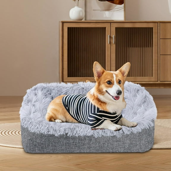 Tvtnvo Pet Mat Indoor Dog House Pet Houses Indoor Plush Velvet High Resilience Foam Orthopedic Support Removable Washable Cover Non Slip for Small and Medium Dogs and Pets Gray 24 in