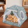 thumbnail image 1 of Tvtnvo Pet Nest Foldable Semi Enclosed Yurt Pet Tent Dog House Removable Washable Mat Breathable Polyester for All Seasons Indoor Use for Small Dogs and Pets Easy To Store and Carry Green 14.6 in, 1 of 6