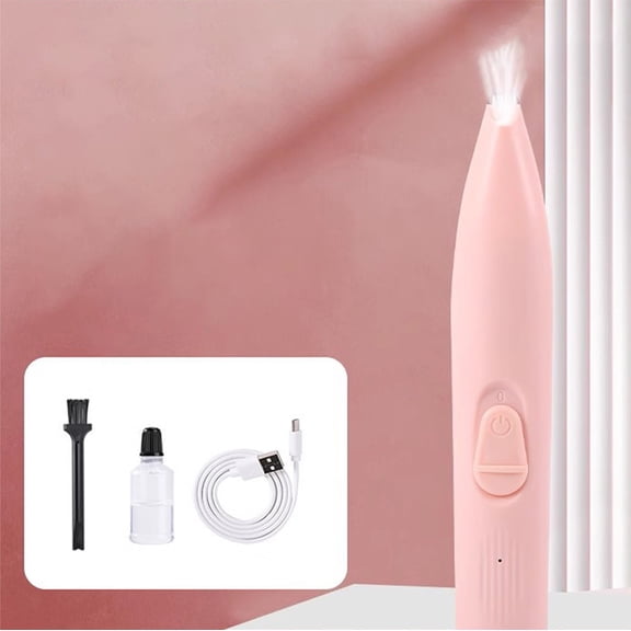 Tvtnvo Pet Shaver Dog Nail Grinder Quiet Low Noise Paw Hair Trimmer with LED Light Efficient Blade Head Safe Foot Groomingfor Sensitive Pets Portable One Hand Operation Pink 6.1in