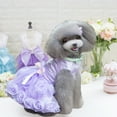 thumbnail image 1 of Tvtnvo Puppy Dress Pet Dress Breathable Polyester Princess Outfit with Bow and Pearls Cake Skirt Easy on off for Chihuahua Yorkie Summer Party Wedding Photo Shoot Purple Bust 7.8in Back 12.6in, 1 of 5