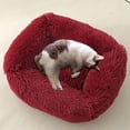 thumbnail image 1 of Tvtnvo Relaxed Kennel Pet Sleeping Bed Dog House Pet Hideout Bolster Raised Rim Neck Support Super Soft Filling for Joint and Muscle Pain Relief Indoor Small Dogs and Pets Red 21.7 in, 1 of 2