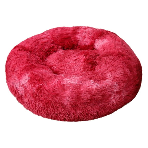 Tvtnvo Relaxedable Kennel Pet Sleeping Bed Dog House Pet Hideout Raised Rim Supportive Filling for Joint Relief with Burrow Crevices and Water Resistant Bottom for Indoor Dogs and Pets Red 23.6 in