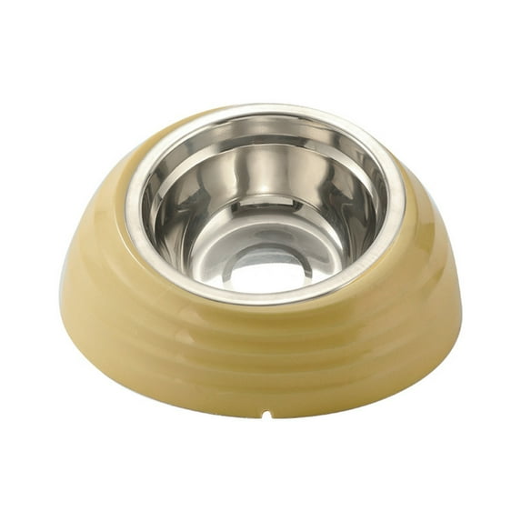 Tvtnvo Stainless Steel Dog Bowl Pet Bowl Nonslip Base Feeder with Removable Insert Ergonomic Slanted Design for Neck Relief Easy to Clean Rust Resistant Indoor Pet Feeding Yellow 7.1in