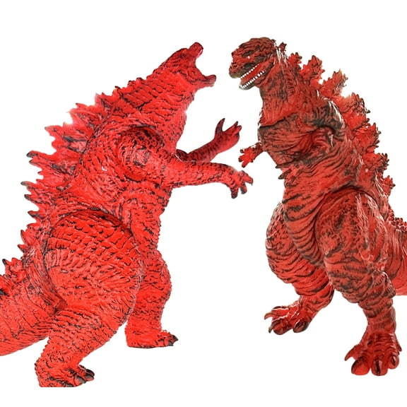 Set of 2 Monster Dinosaur Legendary Fire Shin Figure Flaming King of The Monsters Toys, Movable Joints Burning Action Movie Series Soft Vinyl, Carry Bag