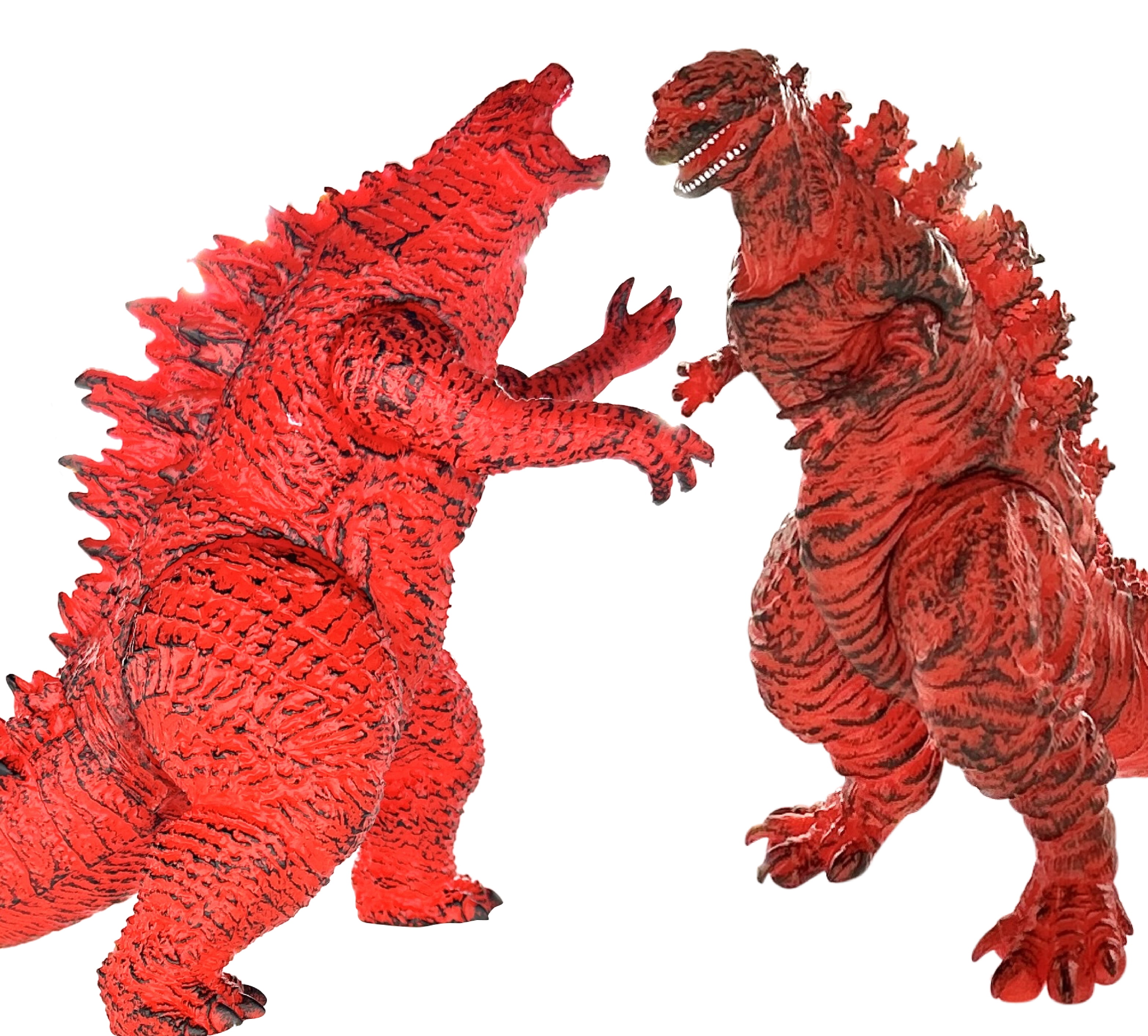 TwCare Set of 2 Godzilla Legendary Fire Shin Figure Flaming King of The Monsters Toys Movable Joints Burning Action Movie Series Soft Vinyl Carry