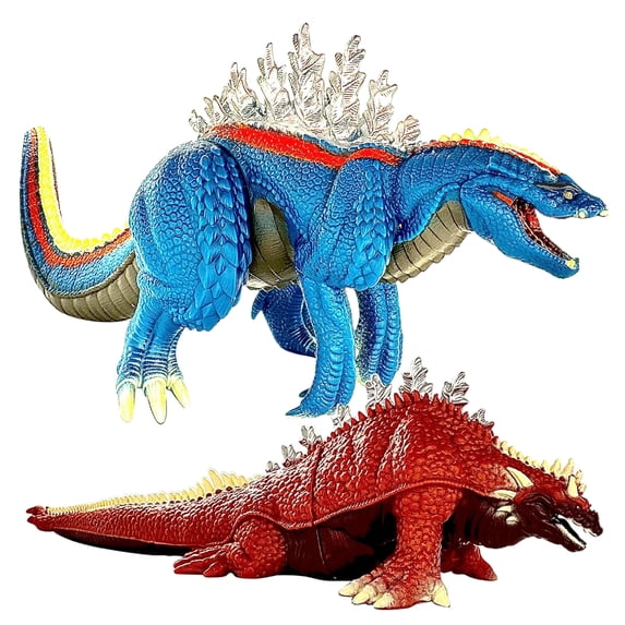 Set of 2 Monster Dinosaur Terrestris & Amphibia Singular Point Continuity Toys, Reiwa era Action Figures 13'' Head to Tail, Movie Monster Series, Travel Bag