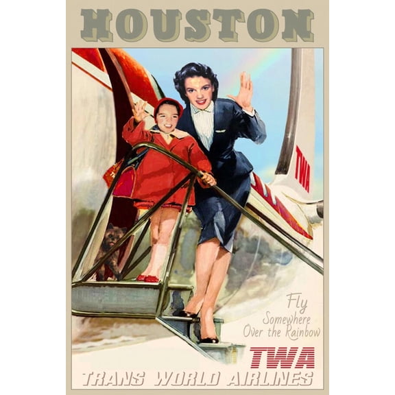 Twa Airlines Houston Texas Judy Garland Liza Minnelli Retro Poster Home Decor Office Wall Art
