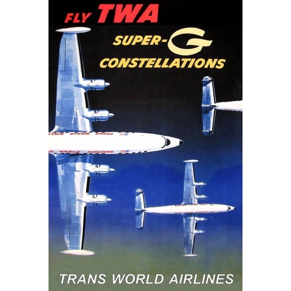 Twa Trans World Airlines Lockheed Constellation New Airplane Travel Poster Home Decor Office Wall Art