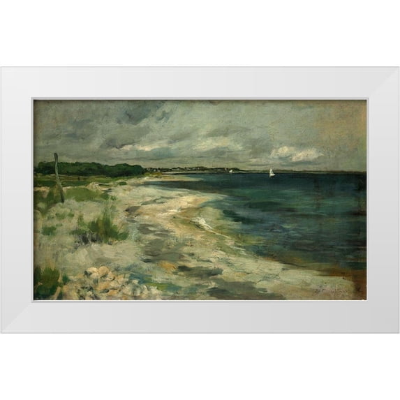 Twachtman, John Henry 24x16 White Modern Wood Framed Museum Art Print Titled - Storm Clouds