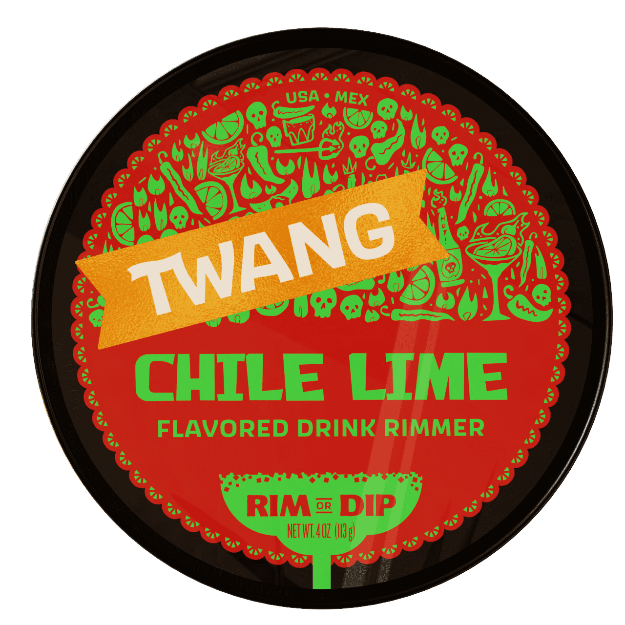 Twang Chile Lime Flavored Drink Rimming Kosher Salt, 1- 4 oz Tray