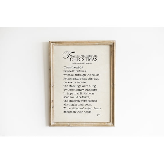 Twas the Night Before Christmas Printable Wall Art, Vintage Book Page Print, Old Book Page Christmas Poster, Christmas Decor,Dining Room Decor, Bedroom Art, Art Decor, Frameless 12x16inch